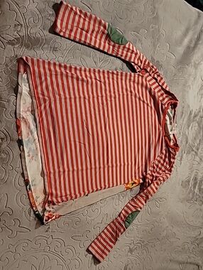 Girls' Red & White Stripe Long Sleeve Tee w/ Elbow Patches |435 By Matlida Jane